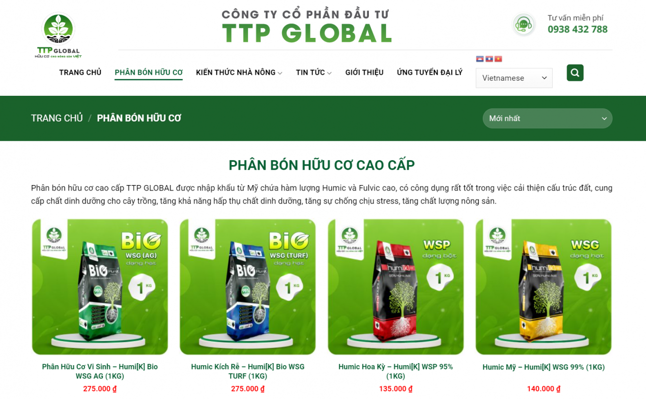 Phân Bón Hữu Cơ Cao Cấp TTP Global