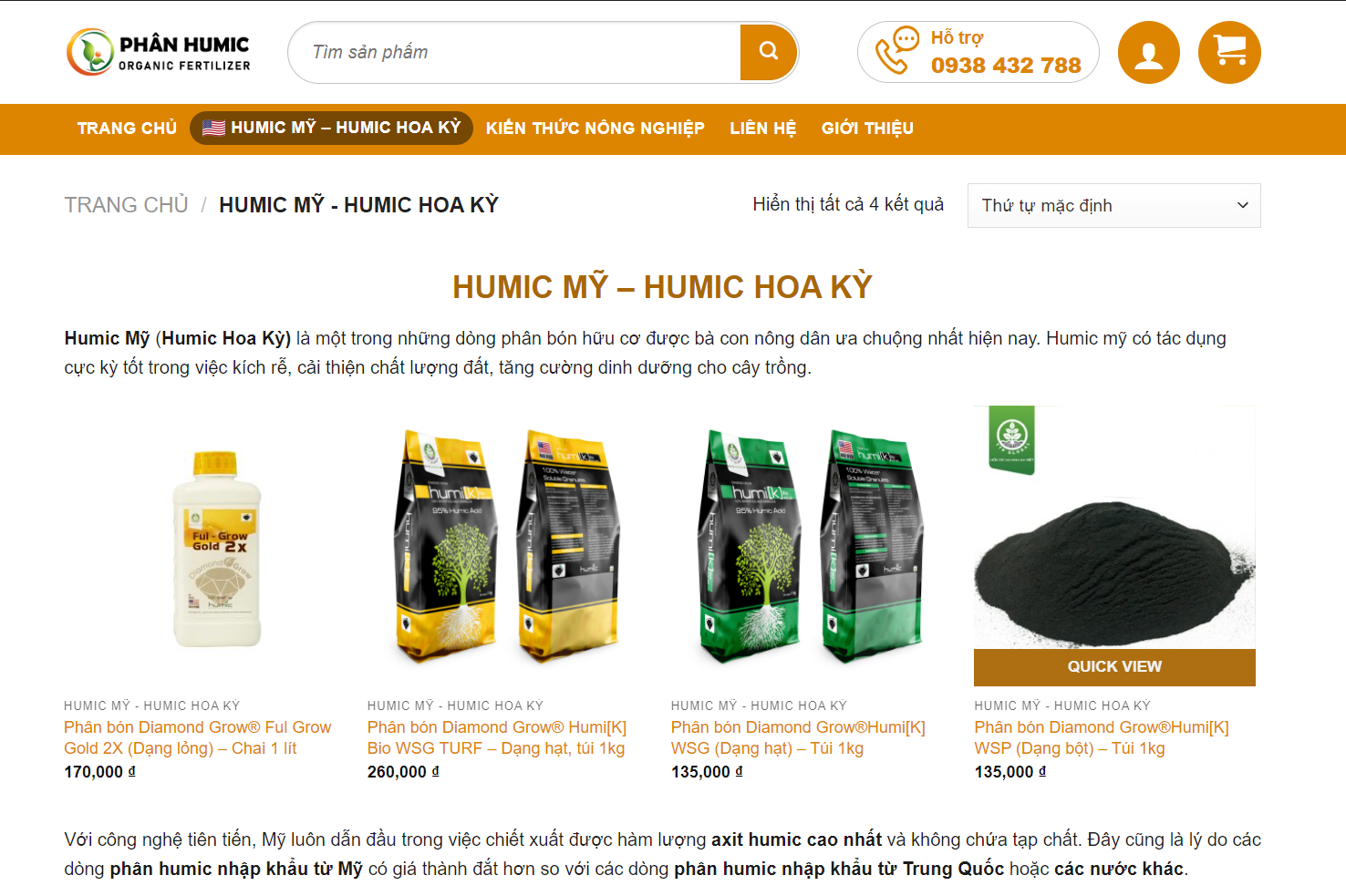 Mua phân Humic Mỹ Chính Hãng